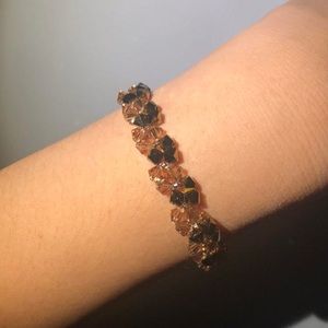 Hand beaded Swarovski Crystal Bronze bracelet
